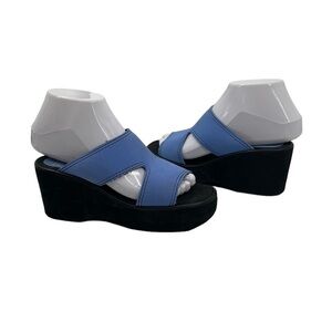 Beach Club By Seychelles Blue Wedge Slip On Sandals Size 5 Women’s